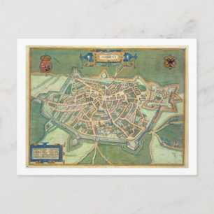 Postal Mapa de Cambrai, de 'Civitates Orbis Terrarum' de