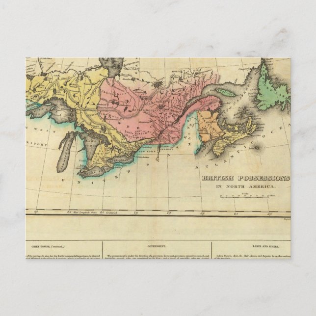 Postal Mapa De Canadá Superior E Inferior (Anverso)