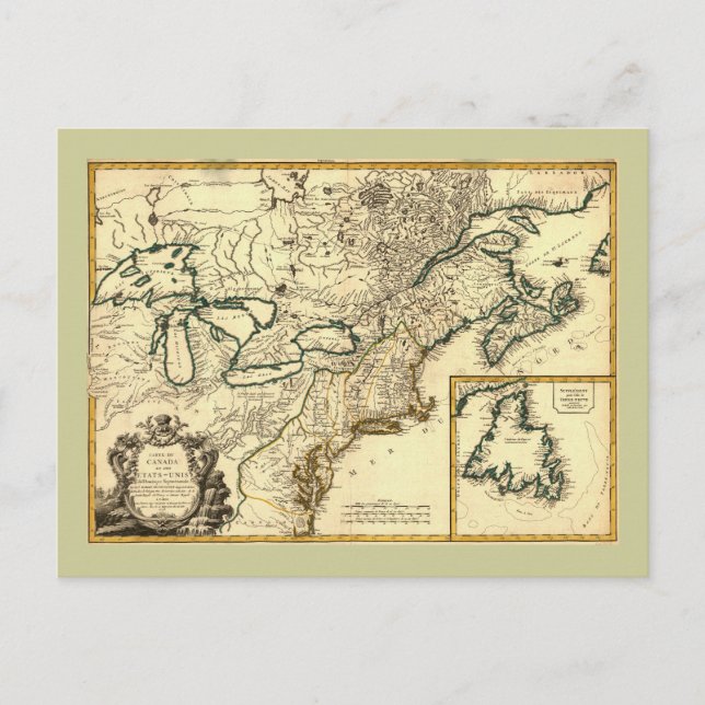 Postal Mapa de Canadá y Estados Unidos de 1778 (Anverso)