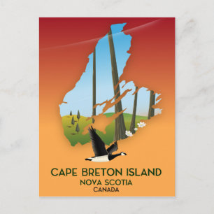 Postal Mapa de Cape Breton Island nova Scotia Canada