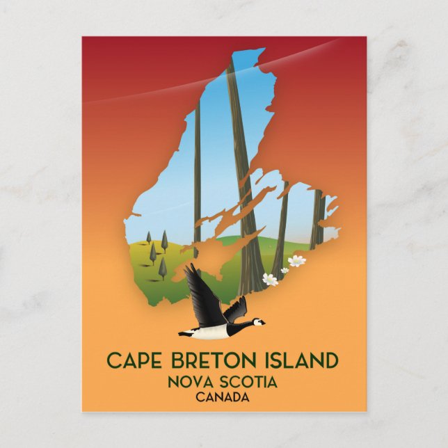 Postal Mapa de Cape Breton Island nova Scotia Canada (Anverso)