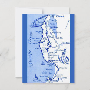 Postal "Mapa de Carmel a San Francisco