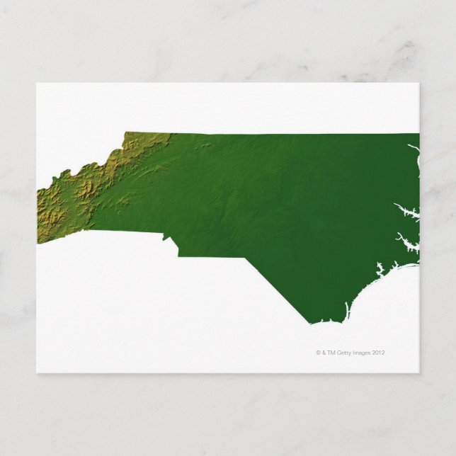 Postal Mapa de Carolina del Norte (Anverso)