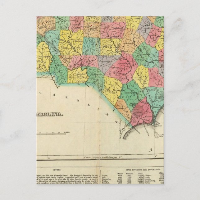 Postal Mapa De Carolina Del Norte (Anverso)