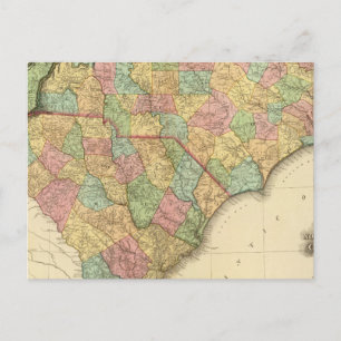 Postal Mapa de Carolina del Norte