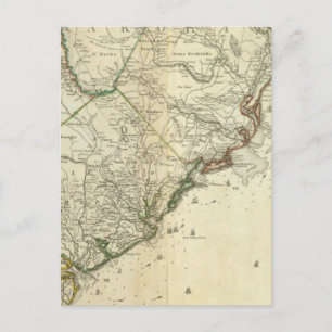 Postal Mapa De Carolina Del Norte Y Del Sur