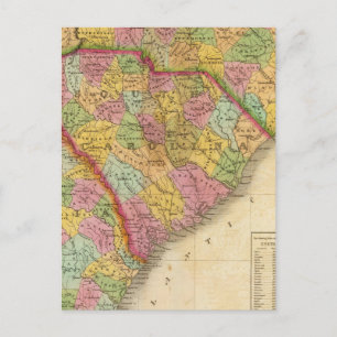 Postal Mapa De Carolina Del Norte Y Del Sur Y Georgia