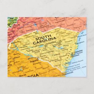 Postal Mapa de Carolina del Sur