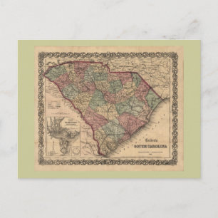 Postal Mapa de Carolina del Sur de 1865