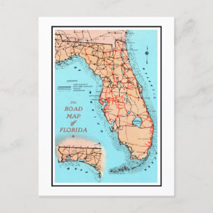 Postal Mapa de carreteras de Florida