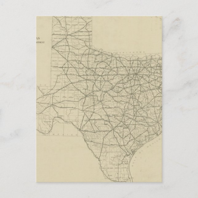 Postal Mapa de carreteras de Texas (1919) (Anverso)