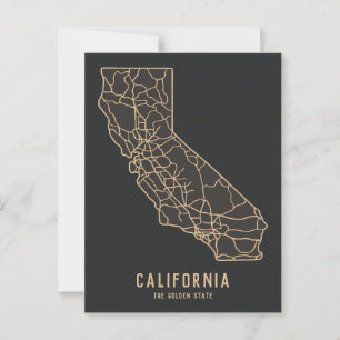 Postal Mapa de carreteras del estado de California, EE. U