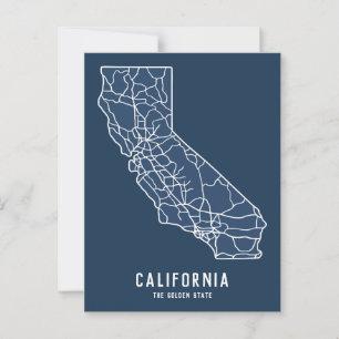 Postal Mapa de carreteras del estado de California EE. UU