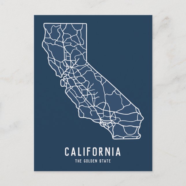 Postal Mapa de carreteras del estado de California EE. UU (Anverso)