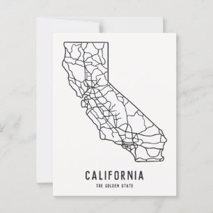 Postal Mapa de carreteras del estado de California EE. UU
