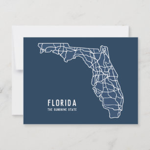 Postal Mapa de carreteras del estado de Florida EE. UU. -