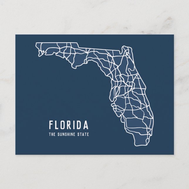 Postal Mapa de carreteras del estado de Florida EE. UU. - (Anverso)