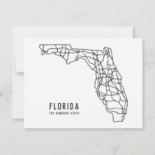 Postal Mapa de carreteras del estado de Florida EE. UU. -