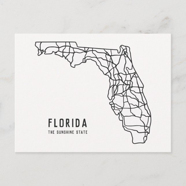 Postal Mapa de carreteras del estado de Florida EE. UU. - (Anverso)