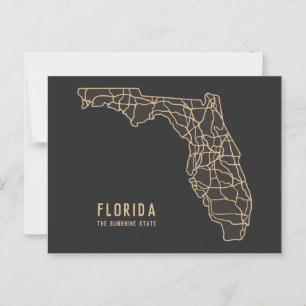 Postal Mapa de carreteras del estado de Florida EE. UU. -