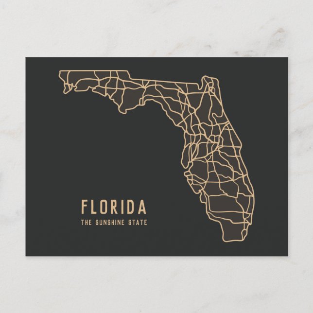 Postal Mapa de carreteras del estado de Florida EE. UU. - (Anverso)
