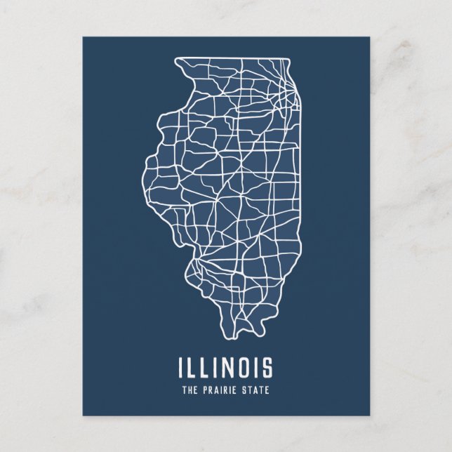 Postal Mapa de carreteras del estado de Illinois en EE. U (Anverso)