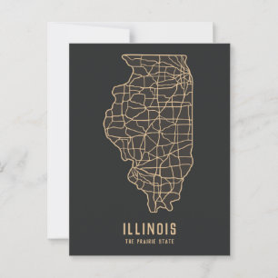 Postal Mapa de carreteras del estado de Illinois en EE. U