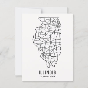 Postal Mapa de carreteras del estado de Illinois en EE. U