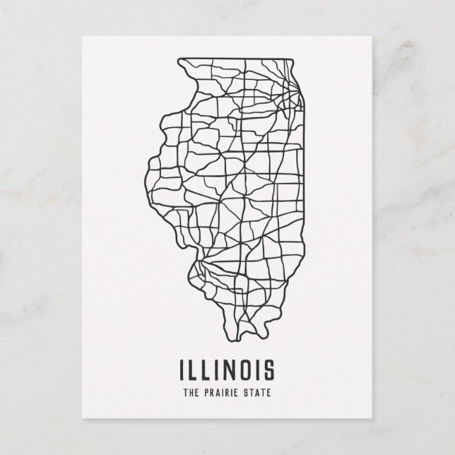 Postal mapa de carreteras del estado de Illinois en EE. U (Anverso)