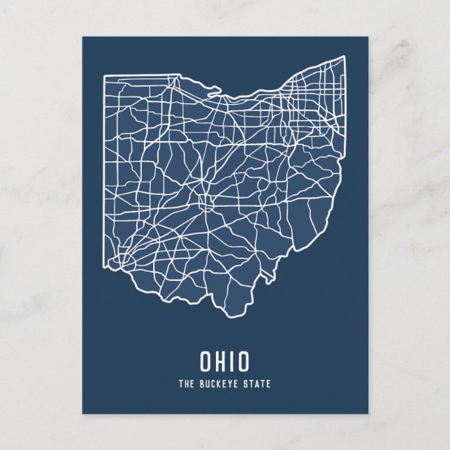 Postal Mapa de carreteras del estado de Ohio en EE. UU. - (Anverso)