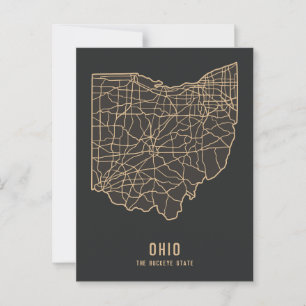 Postal Mapa de carreteras del estado de Ohio en EE. UU. -