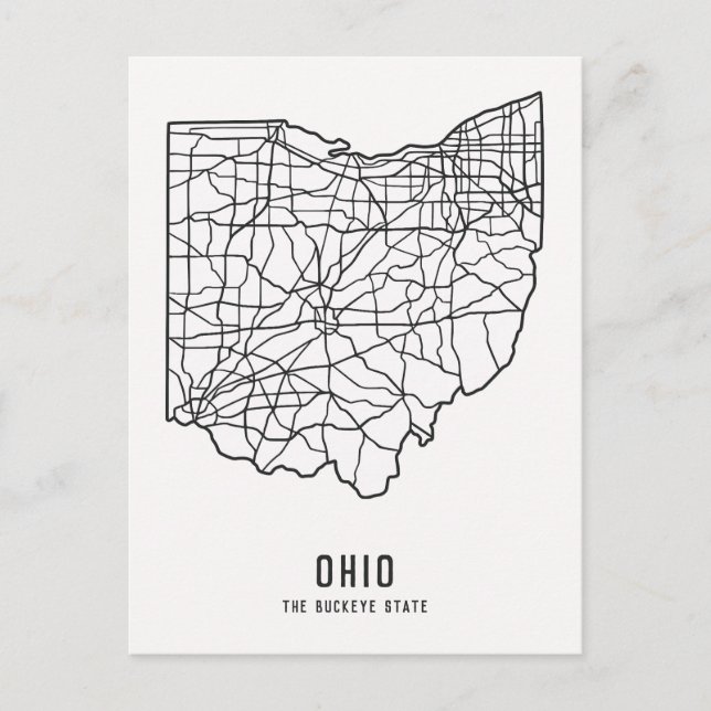 Postal Mapa de carreteras del estado de Ohio - Mapa del e (Anverso)