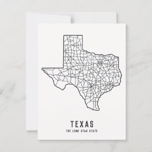 Postal Mapa de carreteras del estado de Texas EE. UU. - m