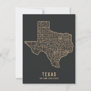 Postal Mapa de carreteras del estado de Texas EE. UU. - m
