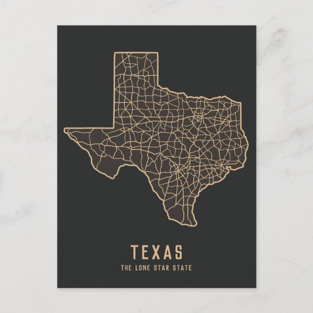 Postal Mapa de carreteras del estado de Texas EE. UU. - m (Anverso)