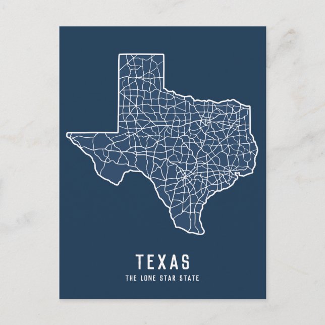Postal Mapa de carreteras del estado de Texas EE. UU. - m (Anverso)