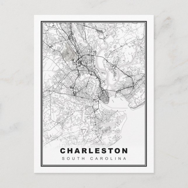 Postal Mapa de Charleston (Anverso)