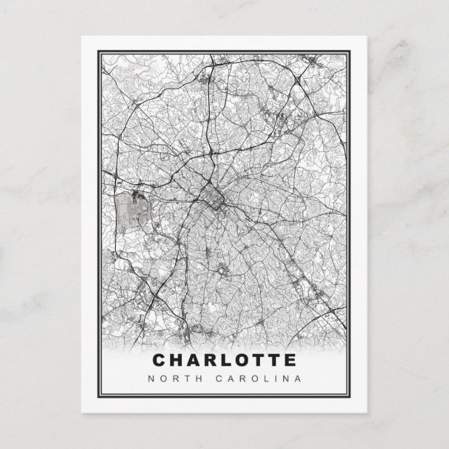 Postal Mapa de Charlotte (Anverso)