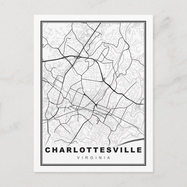 Postal Mapa de Charlottesville (Anverso)