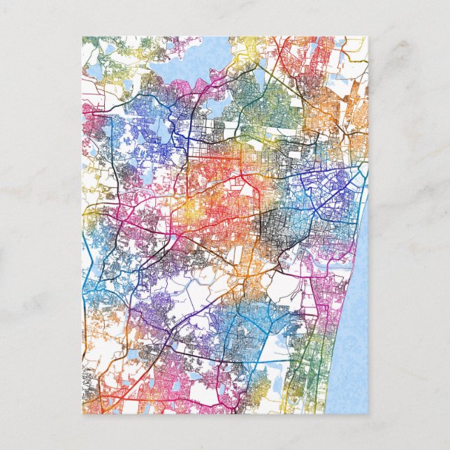 Postal Mapa de Chennai Tamil Nadu (Anverso)