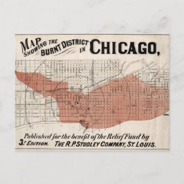Postal Mapa de Chicago de 1871 después del incendio resta