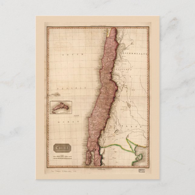 Postal Mapa de Chile (1818) (Anverso)