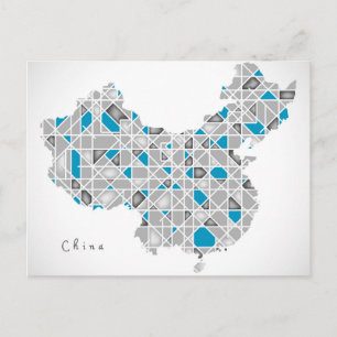 Postal Mapa de China   Arte Crystal Diamond Style