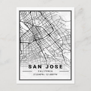 Postal Mapa de ciudades de viaje de Estados Unidos de San