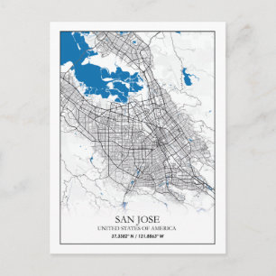 Postal Mapa de ciudades de viaje de Estados Unidos de San
