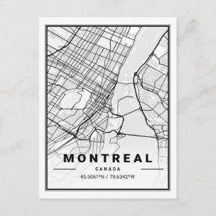 Postal Mapa de ciudades de viaje de Montreal Quebec Canad