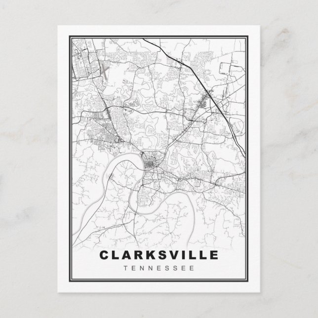 Postal Mapa de Clarksville (Anverso)