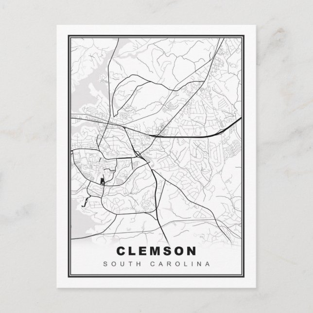 Postal Mapa de Clemson (Anverso)