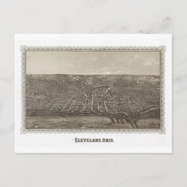 Postal Mapa de Cleveland, Ohio (Anverso)