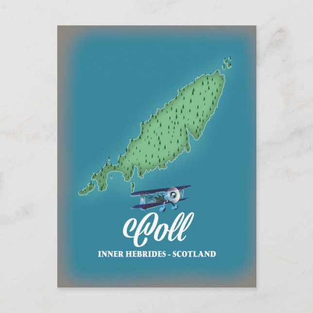Postal Mapa de Coll Inner Hebrides Escocia (Anverso)
